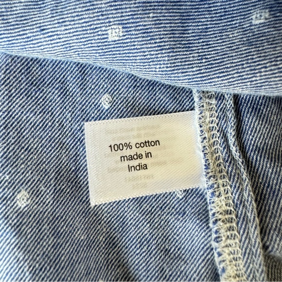 Lane Bryant Classic Split Neck 3/4 Sleeve Smock Blouse Chambray Size 26/28 - Picture 9 of 13